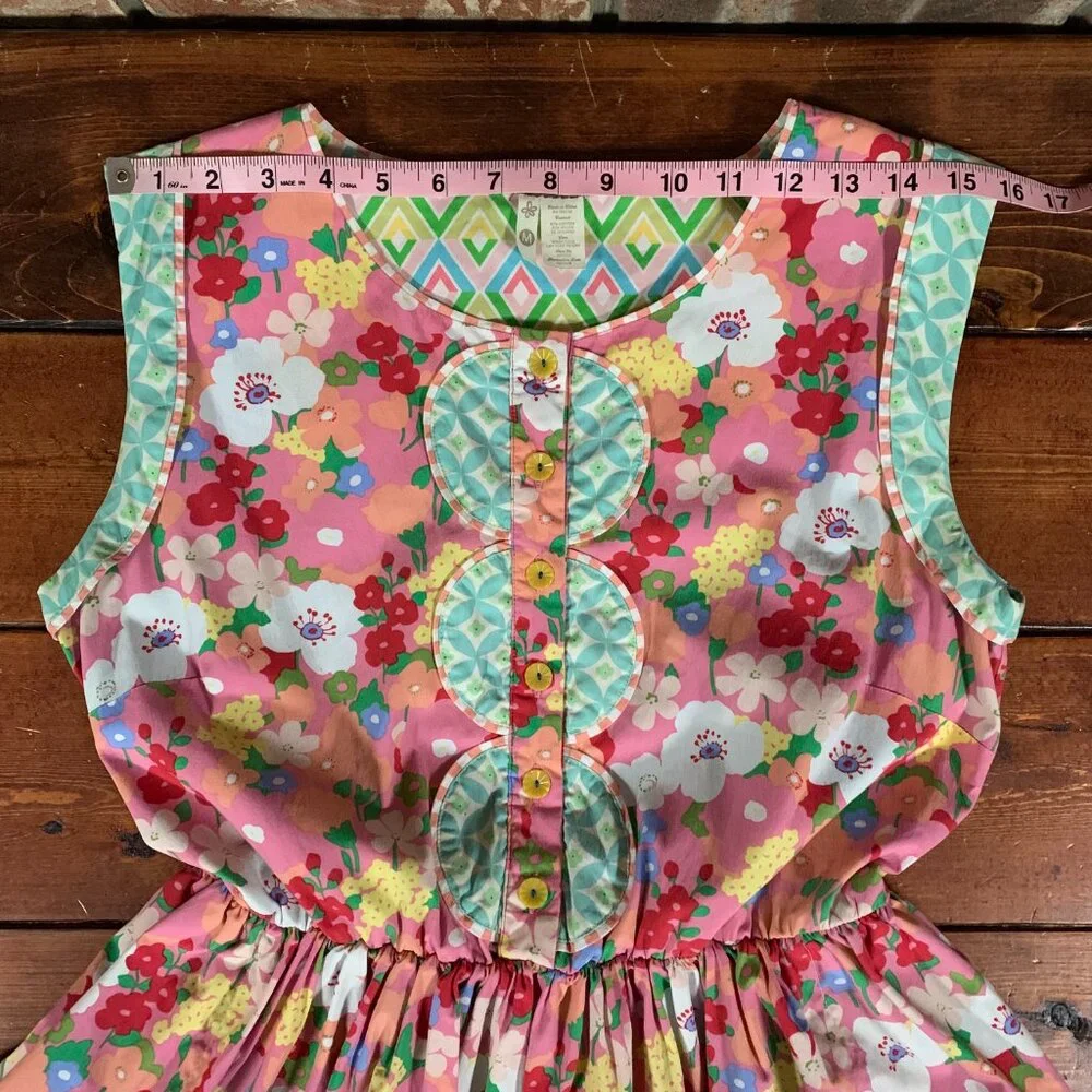Matilda Jane Pink Floral Print Leah Sleeveless Women's Medium Fit & Flare Dress